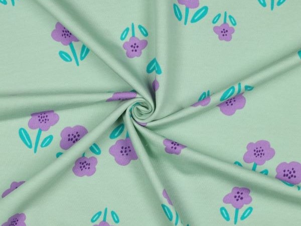 French Terry ,Blümchen, mint